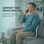 Man sitting straight on OrthoAlign Seat demonstrating proper spine alignment
