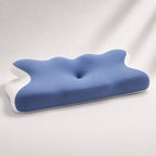 Angled premium studio shot of the Oasisleep Solace Pillow displaying its sculpted ergonomic shape