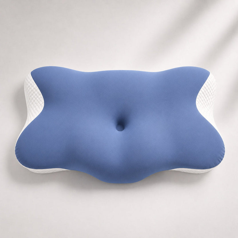 Top view of the Oasisleep Solace Pillow highlighting the center cradle and shoulder contours